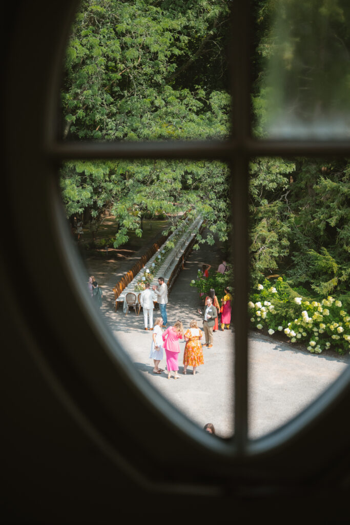 Romantic garden ceremony space at Greencrest Manor wedding venue in Battle Creek Michigan. Wedding photographer