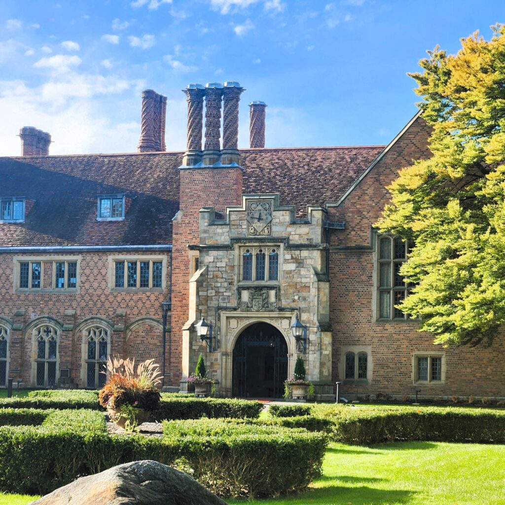 Meadow Brook Hall luxury estate wedding venue in Rochester Hills Michigan with historic Tudor architecture